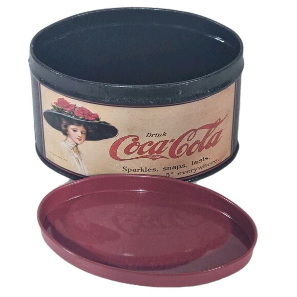Coca-Cola Tin Vintage Victorian Theme Canister oval shape - Picture 3 of 6
